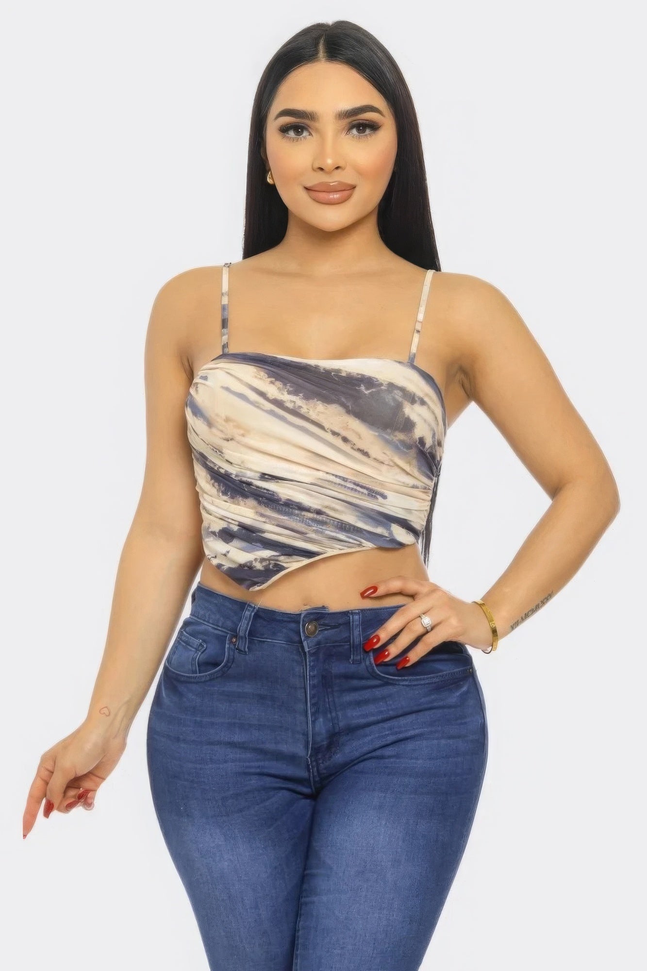 Women Mesh Print Top