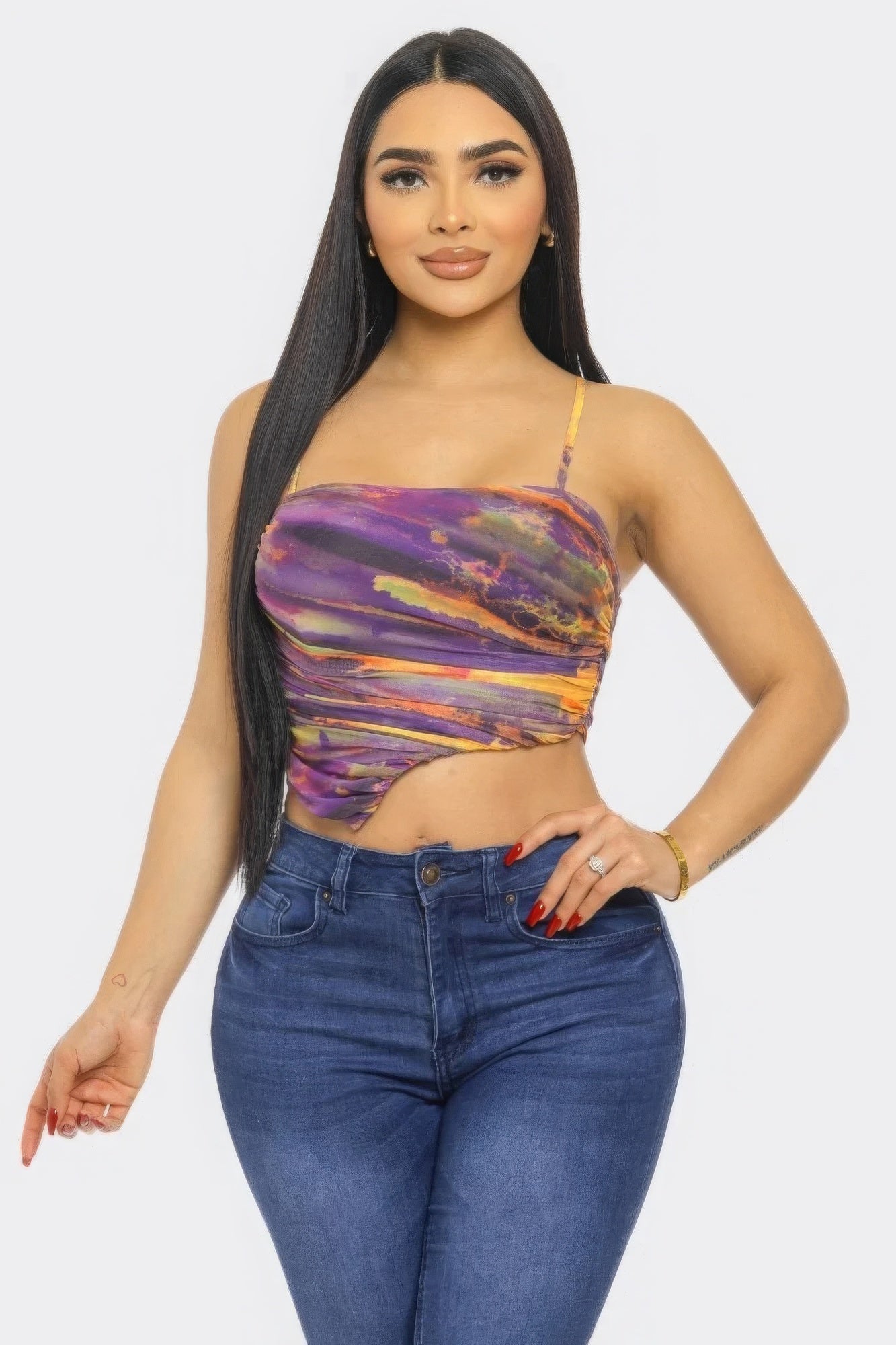 Women Mesh Print Top