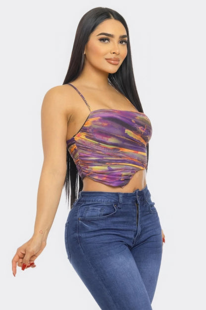 Women Mesh Print Top