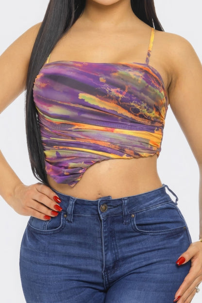 Women Mesh Print Top