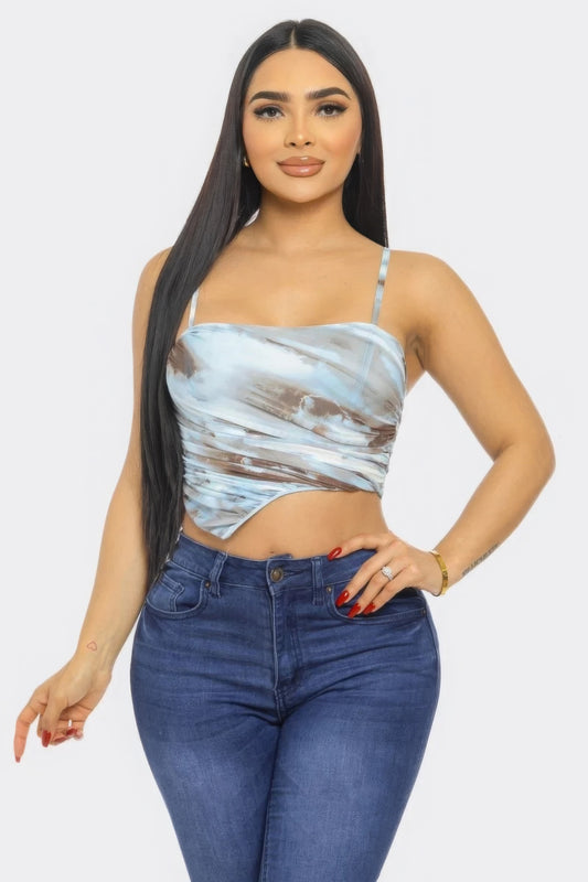 Women Mesh Print Top