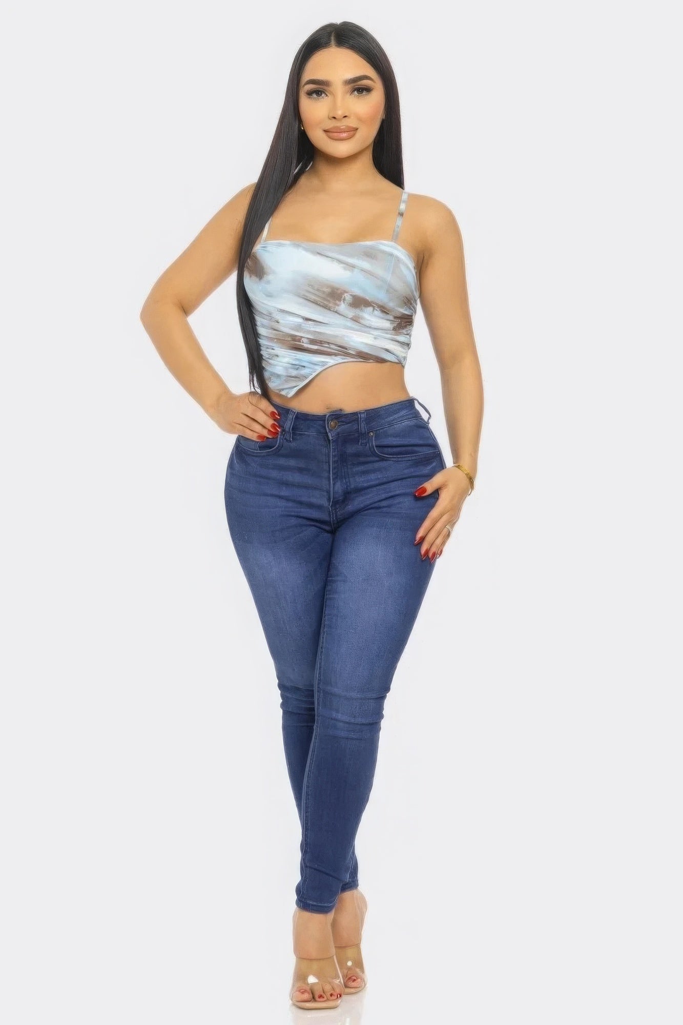 Women Mesh Print Top