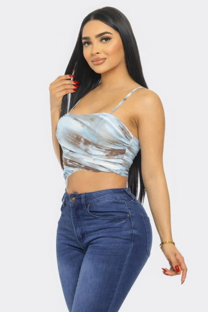 Women Mesh Print Top