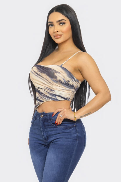 Women Mesh Print Top