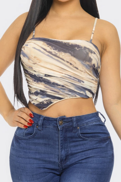 Women Mesh Print Top