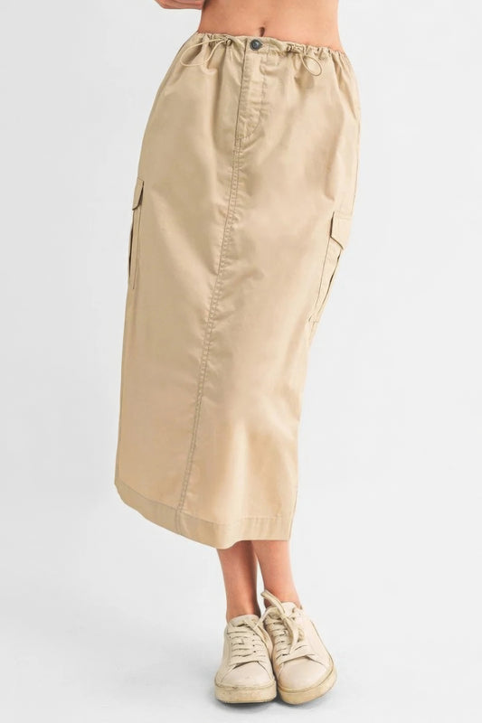 Women Cargo Skirt With Drawstring Midi Skirt