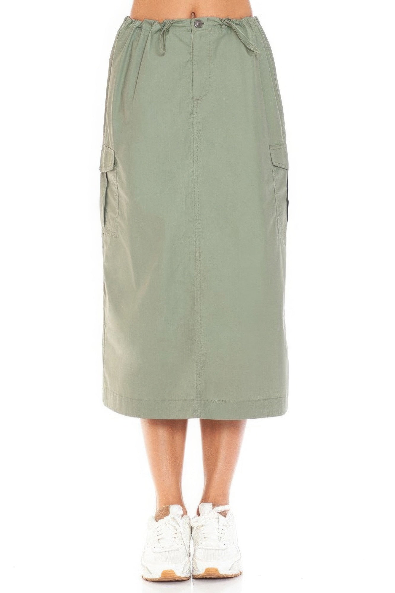 Women Cargo Skirt With Drawstring Midi Skirt