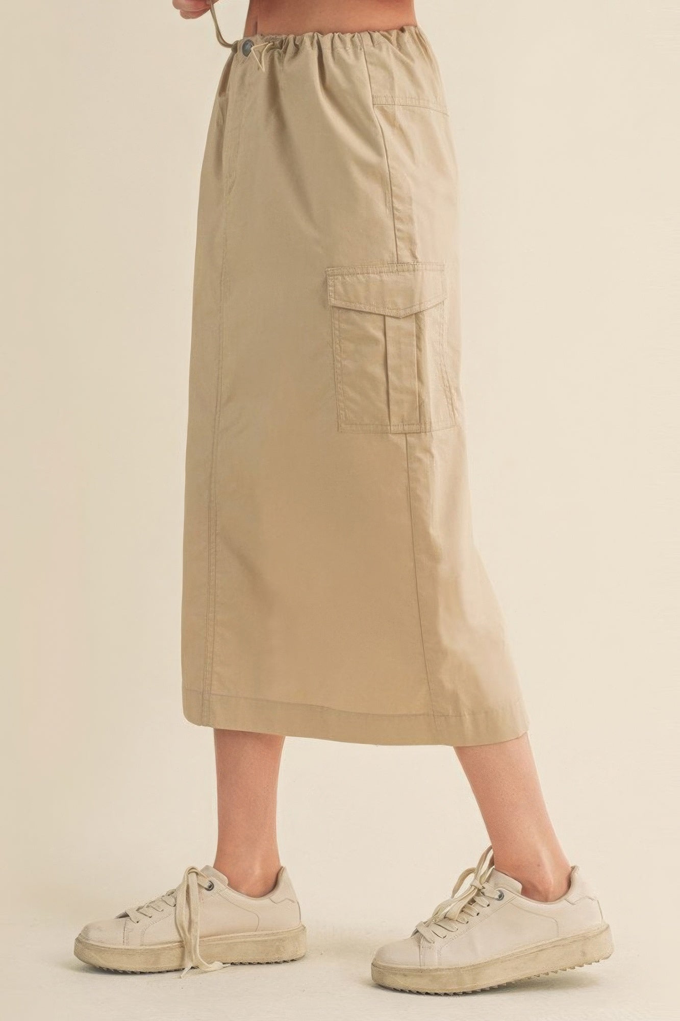 Women Cargo Skirt With Drawstring Midi Skirt