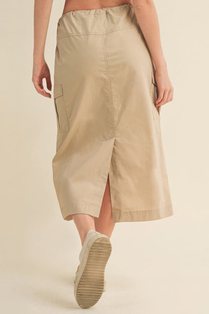 Women Cargo Skirt With Drawstring Midi Skirt