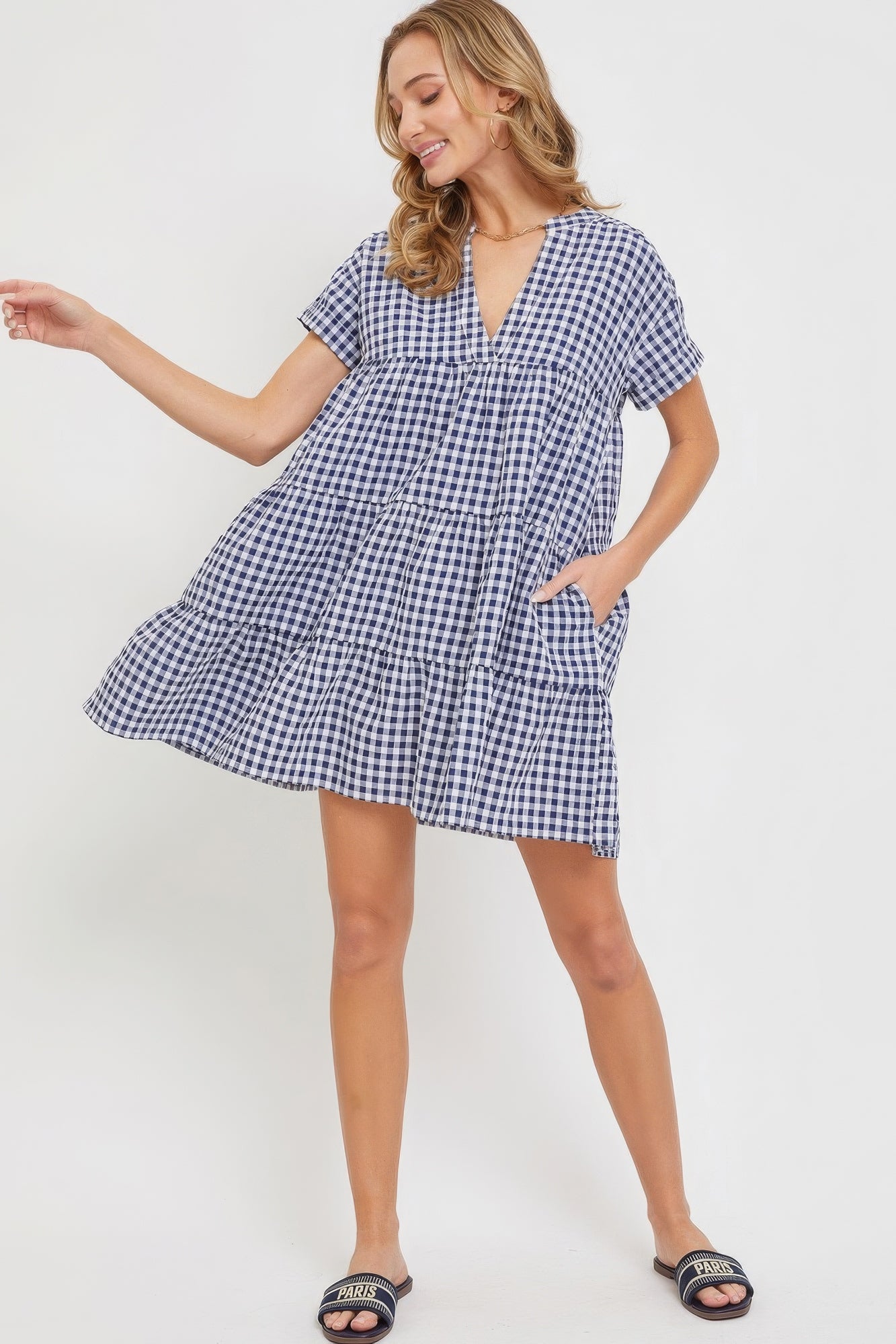 Light Blue Bodydoll Gingham Dress