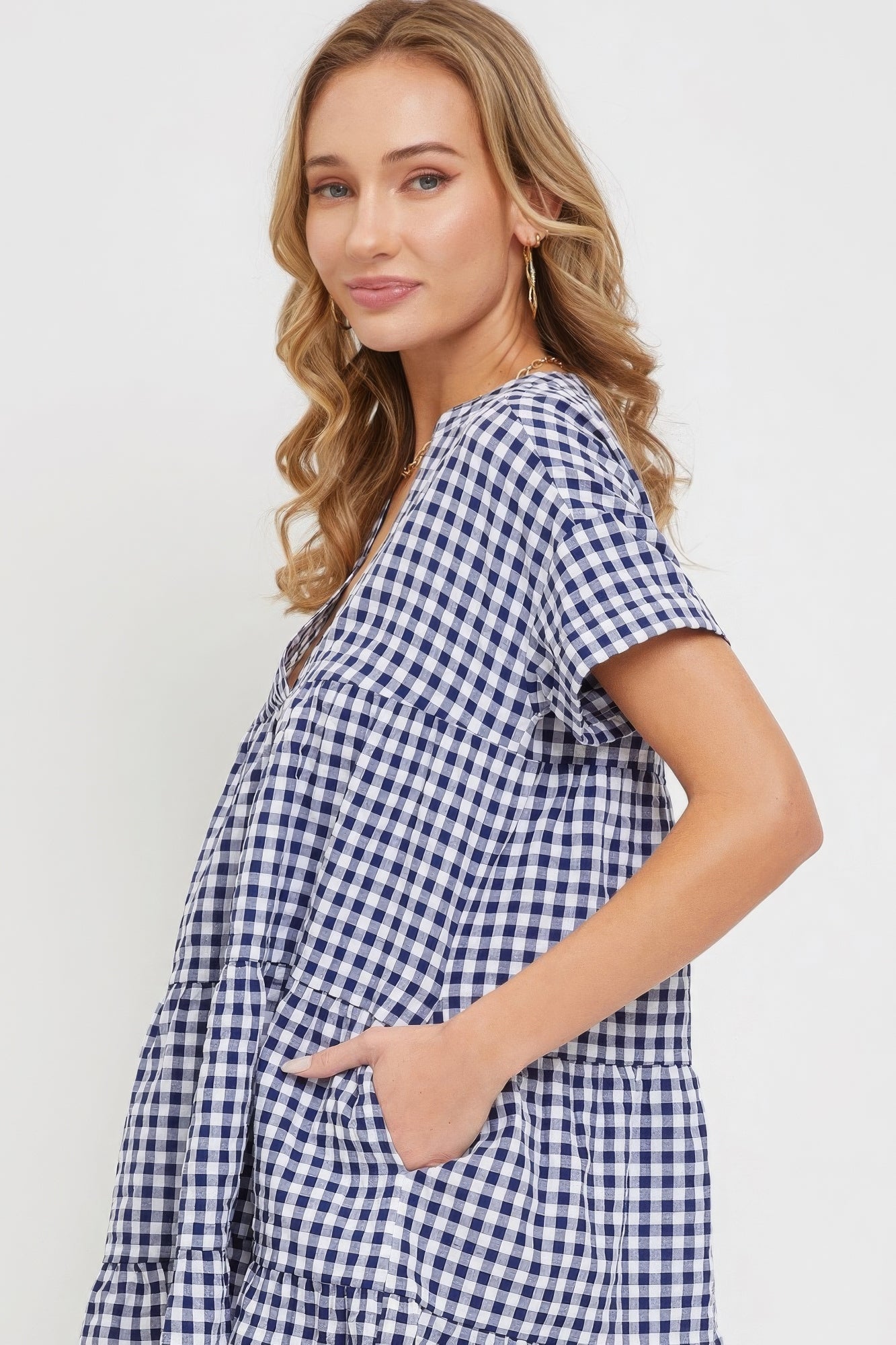 Light Blue Bodydoll Gingham Dress