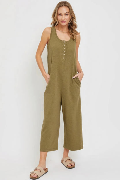 Olive Button down Jumpsuit