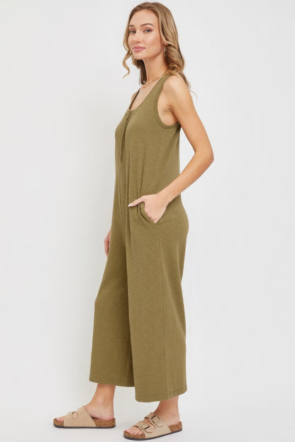 Olive Button down Jumpsuit