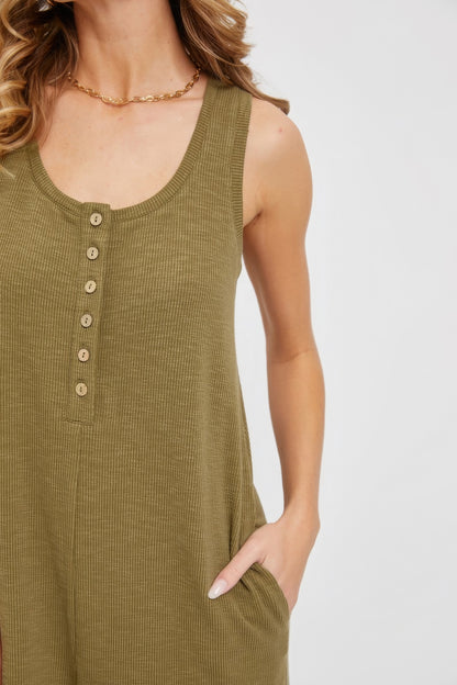 Olive Button down Jumpsuit