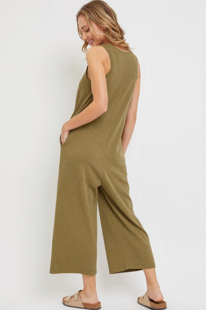 Olive Button down Jumpsuit